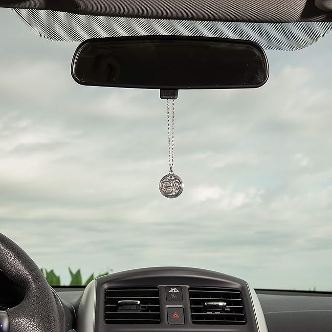 Wild Essentials Silver Aum Om Necklace Essential Oil Diffuser 6 Refill Pads, Calming Aromatherapy Gift Set, Customizable Color Changing, Perfume