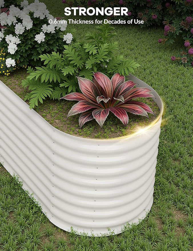 2 Pcs Raised Garden Beds Outdoor 8x2x2 ft - Galvanized Steel Planter Box for Vegetables, Flowers, Rust-Resistant Garden Box, Easy Assembly Raised Beds, Durable Planters for Outdoor Plants, Beige