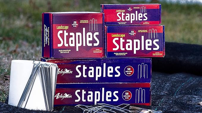 Ashman Galvanized Garden Stakes Landscape Staples and Fence Stake (50 Garden Staples - Heavy Duty & Anti Rust Galvanized)