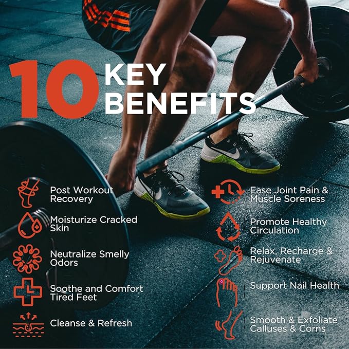 Muscle Relief Foot Soak with Epsom Salt, Made in USA, Soothe Tired Feet, Softens Calluses and Helps Athletes Foot 1lbs