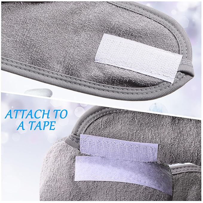 Hoteam 30 Pack Spa Headband Facial Esthetician Hair Wrap for Women Adjustable Makeup Sports Shower Stretch Towel with Tape(Gray)