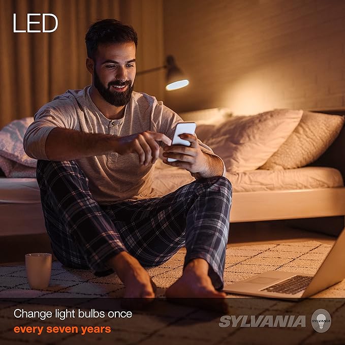 SYLVANIA ECO LED Light Bulb, A19 60W Equivalent, Efficient 9W, 7 Year, 750 Lumens, 2700K, Non-Dimmable, Frosted, Soft White - 8 Count (Pack of 1) (40821)