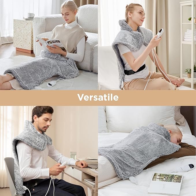 Bedsure Heating Pad for Neck and Shoulders and Back - Birthday Gifts for Women Men Mom Mens, FSA Eligible Items, Electric Heated Pad for Full Body, ETL Certified, Extra Large 24"x33", Grey