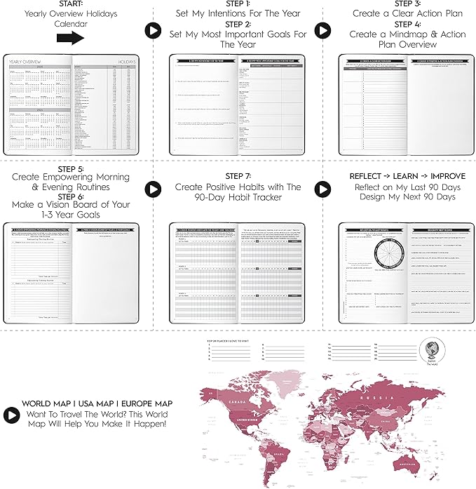 Life & Goal Planner – Undated Daily, Weekly & Monthly Organizer with Habit Tracker, Time Management Tools, and Productivity Journal for Personal Growth and Success