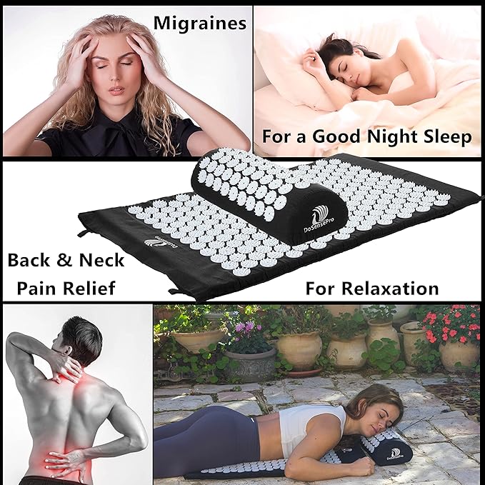 Acupressure Mat & Pillow Set - Acupressure Therapy for Back and Neck Pain Relief, Sciatica, and Pressure Point Aches Ideal Acupuncture Mat for Sleeping Aid & Recovery