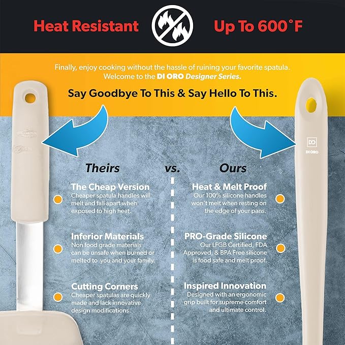 DI ORO Silicone Ladle – Soup Ladle for Cooking & Serving Heat-Resistant - Large Kitchen Soup Ladle Nonstick Cookware Safe - Soup Serving Spoon with Wide Bowl - Silicone Utensil Dishwasher Safe (Clay)