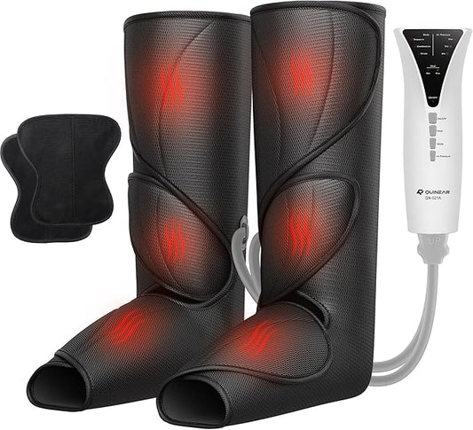 QUINEAR Leg Massager with Heat and Air Compression,Foot and Calf Massager for Circulation and Pain,Compression Boots with 3modes and 3 Intensities,Gift for Dad Mom