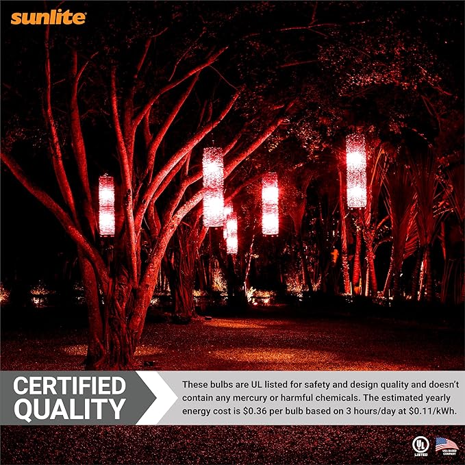 Sunlite 40454 LED A19 Colored Light Bulb, 3 Watts (25w Equivalent), E26 Medium Base, Non-Dimmable, UL Listed, Party Decoration, Holiday Lighting, 3 Count, Red