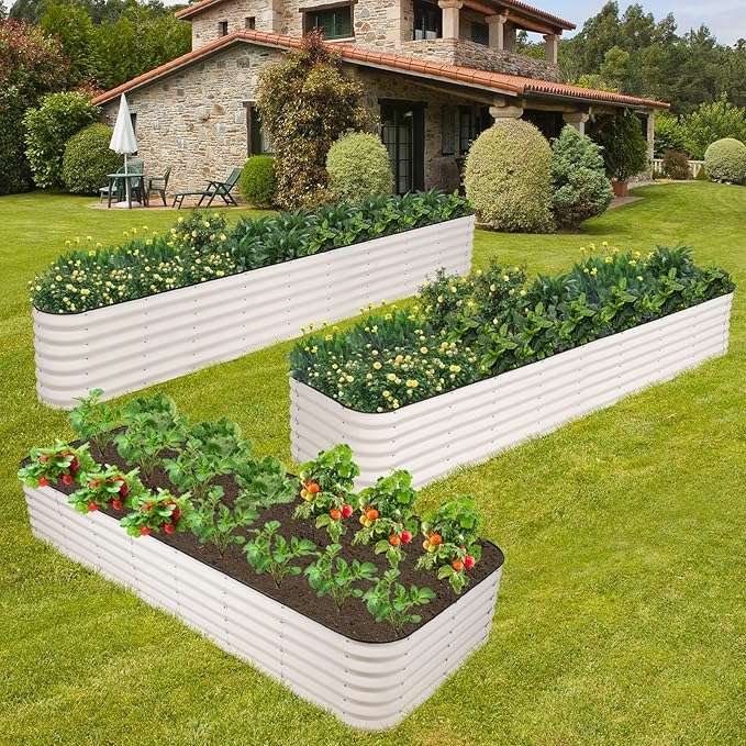 GoCampDriect 6IN1 Raised Garden Bed - 8x3x1ft Galvanized Raised Garden Boxes Outdoor Corrosion Resistant | Variable Shape 9x2x1ft Metal Raised Garden Beds for Planting Vegetable, Fruits,Flower