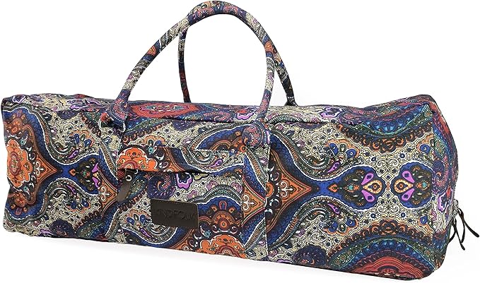 Kindfolk Yoga Mat XL Duffel Bag Extra Large Patterned Canvas with Pocket and Zipper
