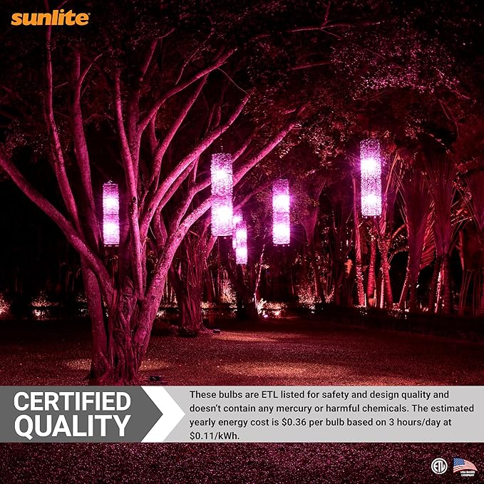 Sunlite 40453 LED A19 Colored Light Bulb, 3 Watts (25w Equivalent), E26 Medium Base, Non-Dimmable, UL Listed, Party Decoration, Holiday Lighting, 3 Count, Pink