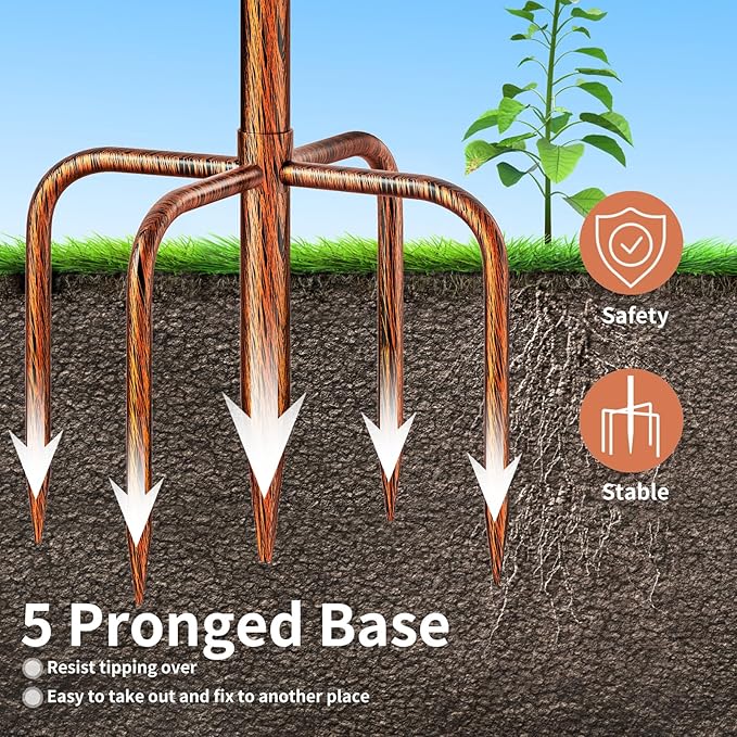 Metal Bird Bath for Outdoors Garden Birdbath Bowl, 39.6" Height Bird Feeders for Outside with 5 Prongs Base Stake, Standing Birdfeeders for Yard Lawn Decor (B)