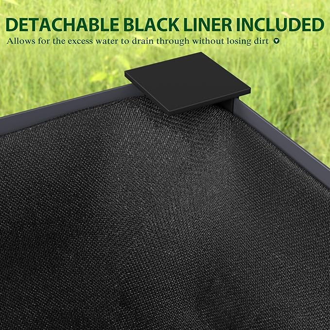 MUPATER Galvanized Steel Raised Garden Bed with Legs, 47.8" L x 23.5" W x 31.9" H Large Metal Elevated Raised Planter Box with Detachable Black Liner for Backyard, Patio, Balcony, Gray