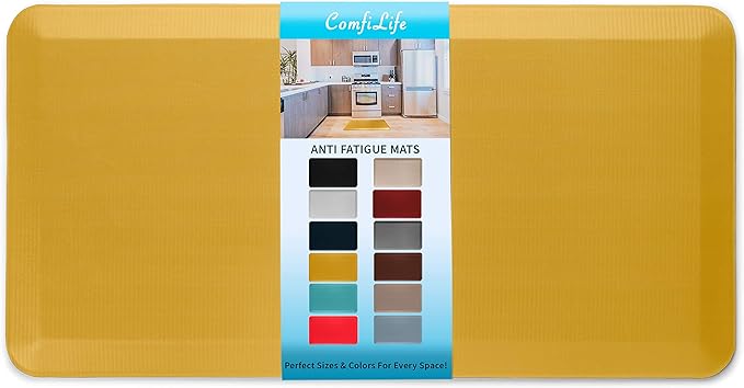 ComfiLife Anti Fatigue Floor Mat – 3/4 Inch Thick Kitchen Mats for Floor, Standing Desk Mat, Kitchen Rug – Comfort at Home, Office – Durable – Stain Resistant – Non-Slip Bottom (24" x 70", Mustard)