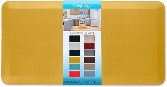 ComfiLife Anti Fatigue Floor Mat – 3/4 Inch Thick Kitchen Mats for Floor, Standing Desk Mat, Kitchen Rug – Comfort at Home, Office – Durable – Stain Resistant – Non-Slip Bottom (24" x 70", Mustard)