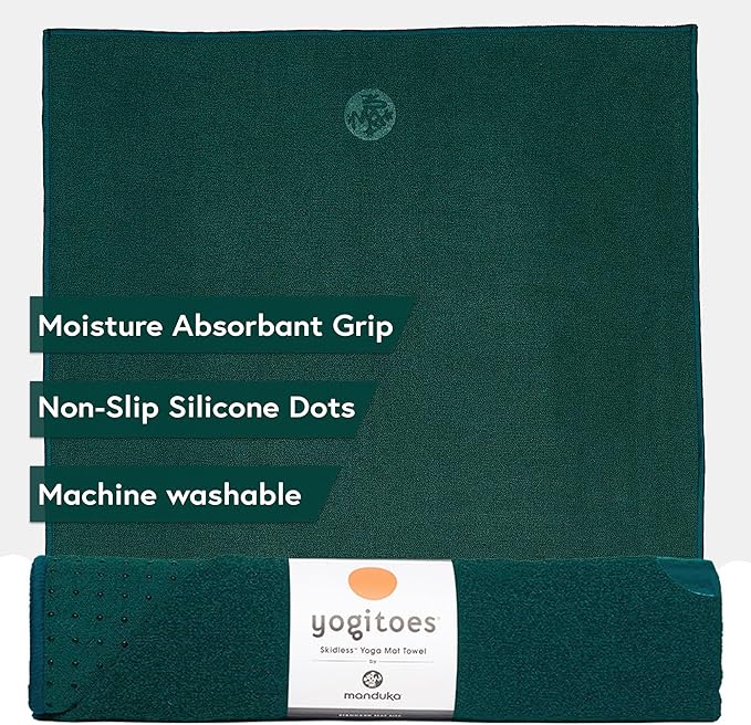 Manduka Yogitoes Hot Yoga Mat Towel - 71" | Moisture Activated Grip | Patented Silicone Nubs | Highly Absorbent, Durable & Easy Care | Made from Recycled Materials | 71 x 24 Inches