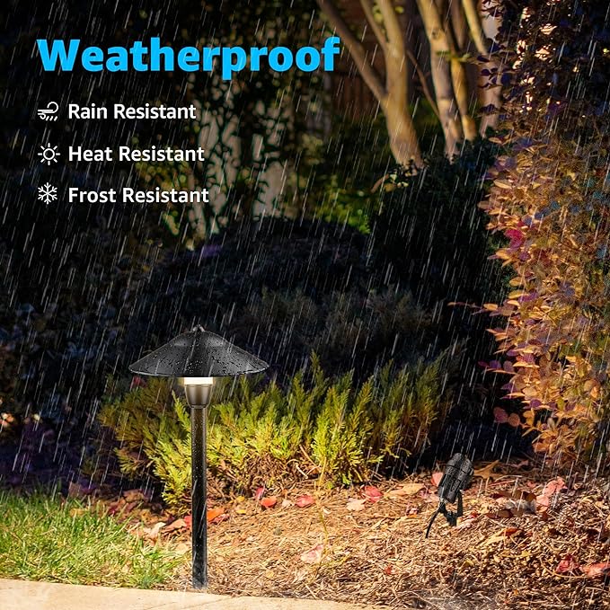 SUNVIE LED Low Voltage Landscape Lighting 12V Landscape Lighting Kit with Connectors, Low Voltage Pathway Lights with Spotlights Aluminum Pathway Lights Wired Waterproof for Patio Yard Garden, 12 Pack