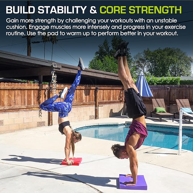 ProsourceFit Exercise Balance Pad – Large Cushioned Non-Slip Foam Mat & Knee Pad for Fitness, Stability Training, Physical Therapy, Yoga 15"x19"