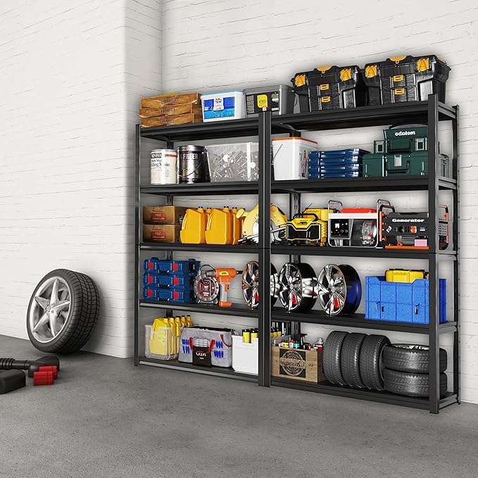 Garage Shelving, Heavy Duty Storage Shelves, Metal Garage Shelves Units, 5-Tier Adjustable Shelf Storage Rack for Industrial, Warehouse, Basement (H72'' W39.3'' D18'')