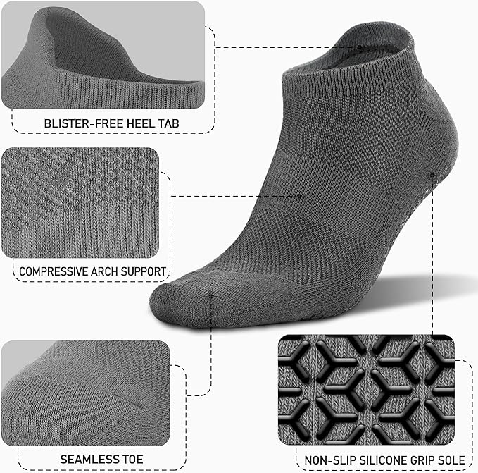 NEWZILL 3 Pairs Non Slip Yoga Socks With Grips for Women & Men, Unisex Anti Skid Socks for Pilates Barre Workouts Hospital