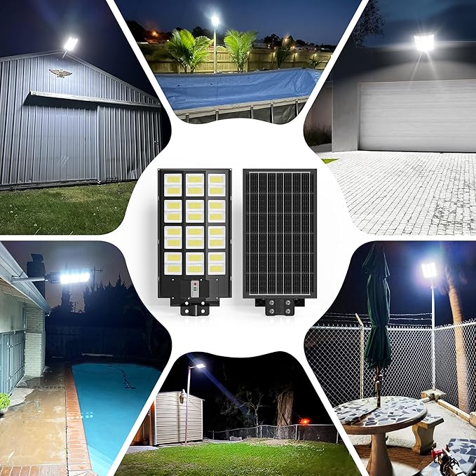 8000W Solar Street Lights Outdoor - 7000K Solar Lights Outdoor Waterproof Dusk to Dawn, Commercial Solar Parking Lot Lights with Motion Sensor, Solar Powered LED Street Light for Yard, Outside(2 Pack)