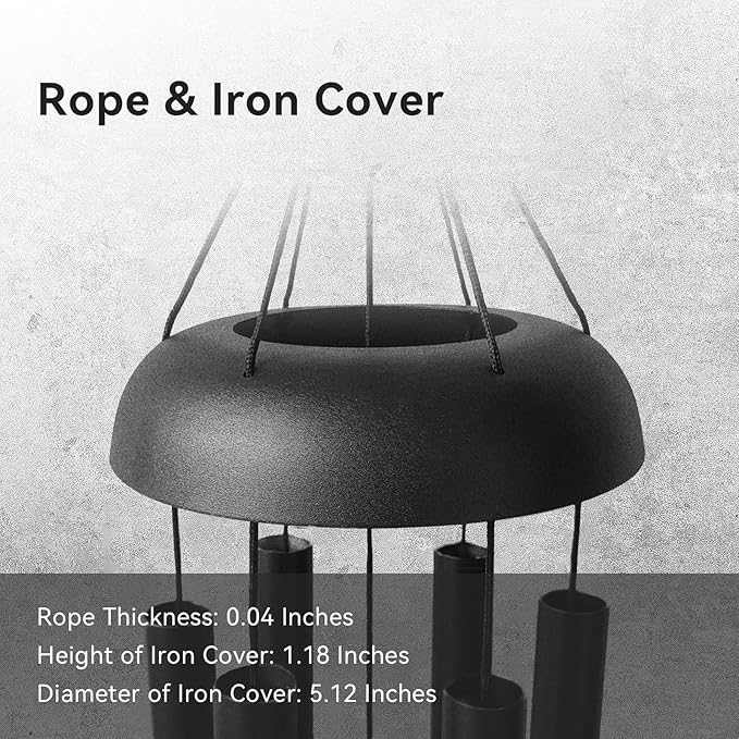 WindChimes Outdoors, 32 Inches Deep Tone Metal WindChimes with 6 Thickened Aluminum Tubes, Wind Chimes for Outside, Memorial Wind Chimes Best Gift for Mom Grandma Women, Black