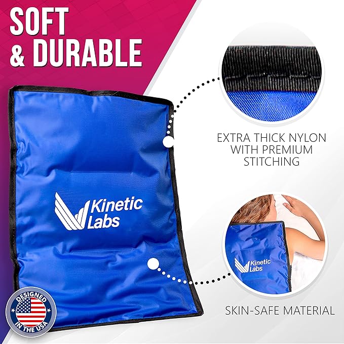 Kinetic Labs Reusable Ice Pack for Injuries - Large Ice Pack for Back Pain Relief (11x14.5) - Large Ice Gel Pack for Back, Knee, Shoulder, Hip