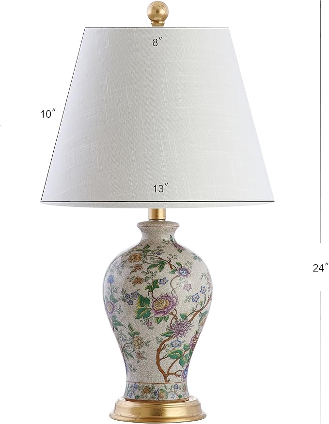 JONATHAN Y JYL3009A Grace 24" Floral LED Table Lamp Classic Cottage Bedside Desk Nightstand Lamp for Bedroom Living Room Office College Bookcase LED Bulb Included, Multicolor