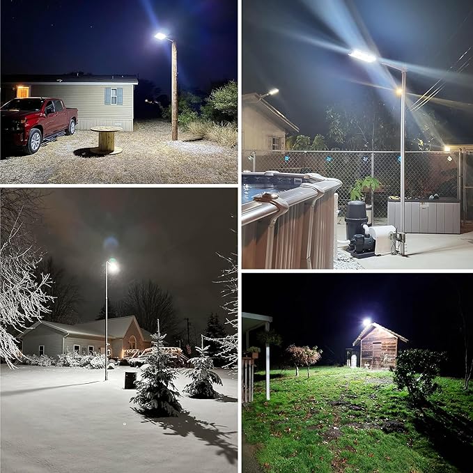 8000W Solar Street Lights Outdoor - Wide Angle Solar Lights Outdoor Motion Sensor,Solar Parking Lot Lights Dusk to Dawn,7000K LED Street Lights Solar Powered for Commercial,Yard(2 Pack)