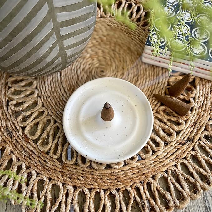 SHIBUSA Incense Holder - 4 INCH | Modern Minimalist Circular Incense Stick Burner for Cones or Sticks | Australian Designer | Ceramic Ash Catcher | Incense Not Included