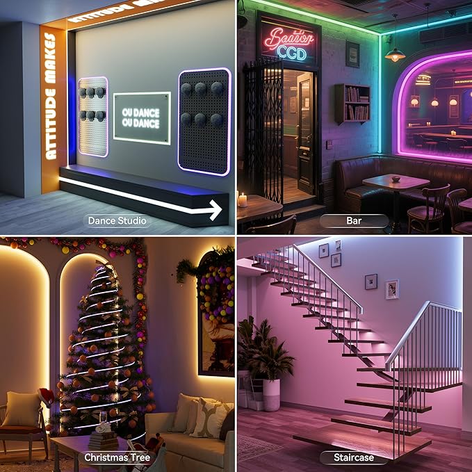 PAUTIX RGB COB LED Strip Light IP65 Waterproof 16.4ft/5m,UL Listed 24V Color Changing Flexible Tape Lights Multicolor with 4200LEDs,for TV,Bedroom,Party DIY Decoration(Adapter&Controller Not Included)