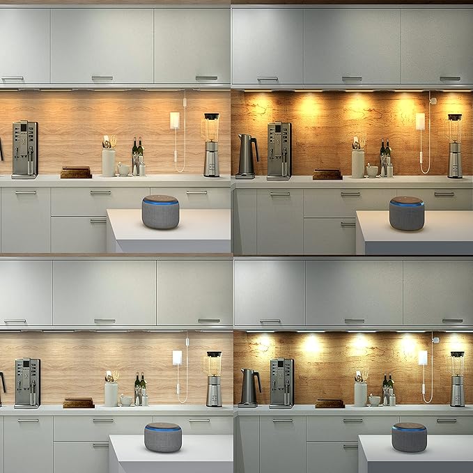 Smart Under Cabinet Lights Work with Alexa, Google,Siri, LED Light for Kitchen Shelf Counter Lighting with App, Voice Activated Dimmable and Linkable Warm to Cool White (3 Lights Bar Kit)