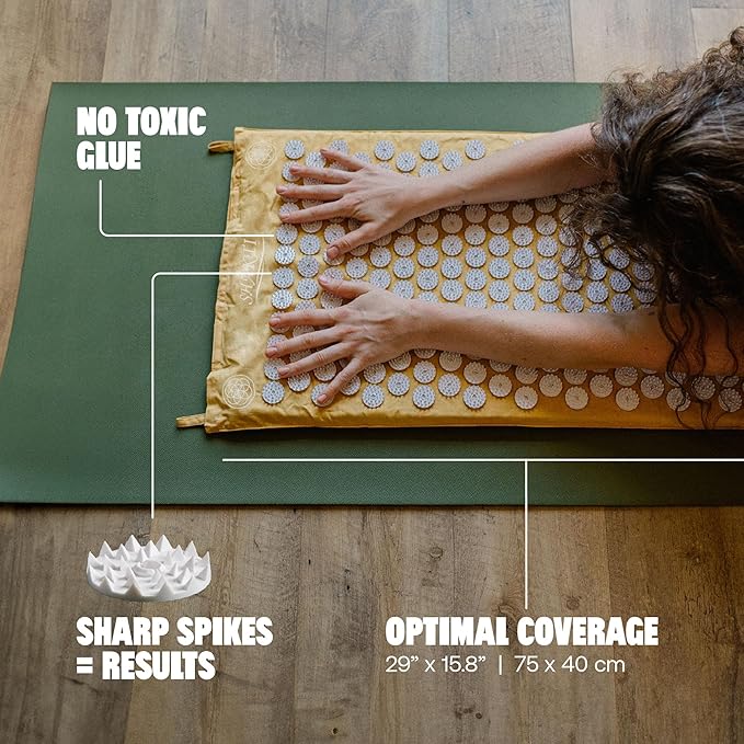 ShaktiMat Classic Acupressure Mat, Light Intensity in Yellow, Relieves Stress & Tension, Promotes Relaxation & Focus | Similar to Acupuncture, No Needles Required | FSA/HSA Eligible