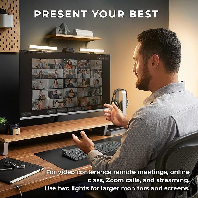 HumanCentric Video Conference Lighting, Add-On Only Light for Streaming and Video Conferencing, Add-On Only Kit Requires Existing Single or Double Kit, for Double, Triple, or Quadruple Light Setup,