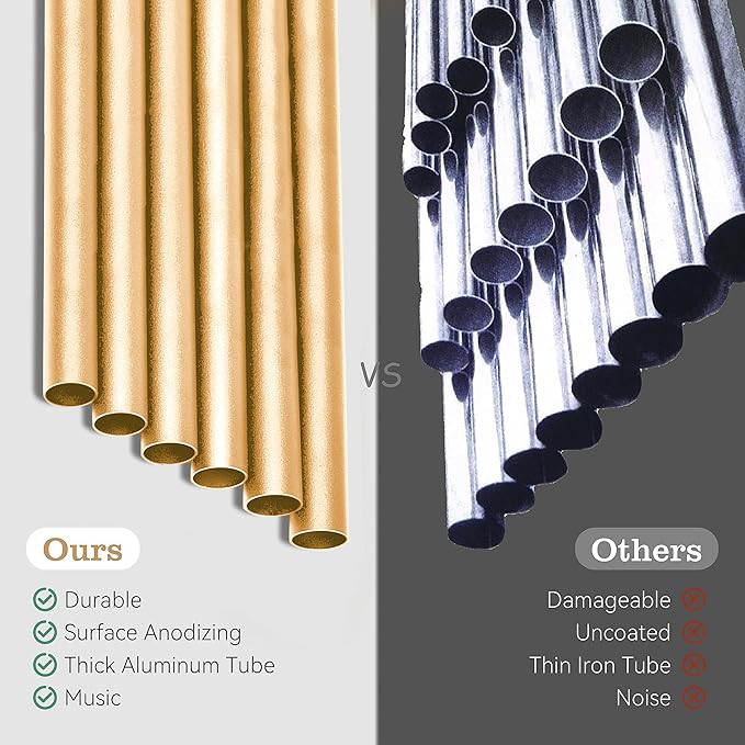 28" Wind Chimes for Outside. Deep Tone Lovely Wind Chimes with 6 Aluminum Tubes Courtyard Decoration. Windchimes Outdoor Create an Enjoyable Atmosphere & Give Mom a Gift（Gold）