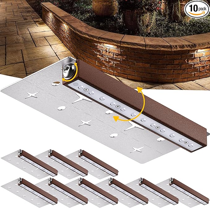 10 Pack 7 Inch Landscape Lighting, 2.5W Hardscape Step Lights 12V-36V AC/DC, Low Voltage Outdoor Step Lights, Retaining Wall Lights, IP67 Waterproof Pavers Lights 2700K