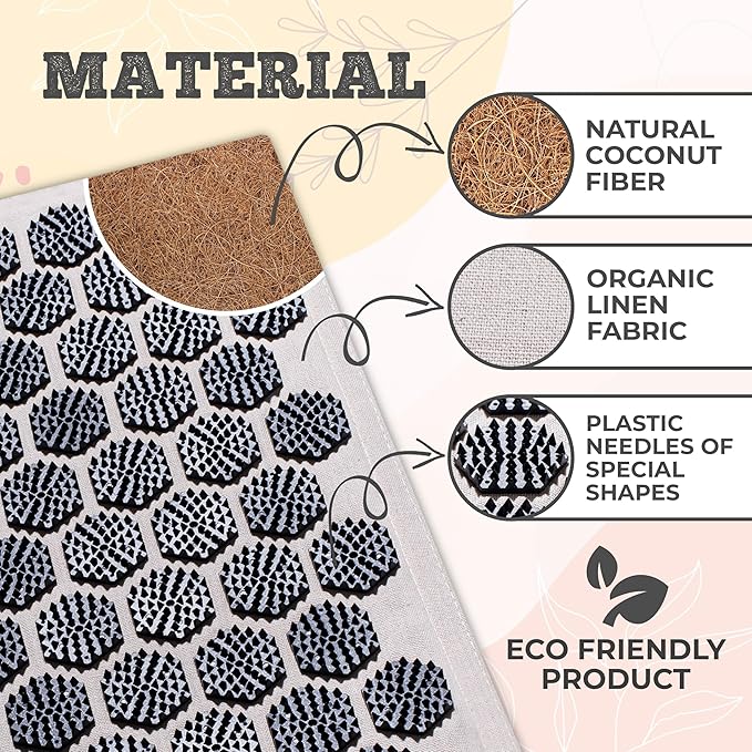 Acupressure Mat & Pillow – Pain Relief and Relaxation Kit for Back, Neck, and Sleep, Suitable for Yoga, Meditation, or Daily Use (Soft Cream)