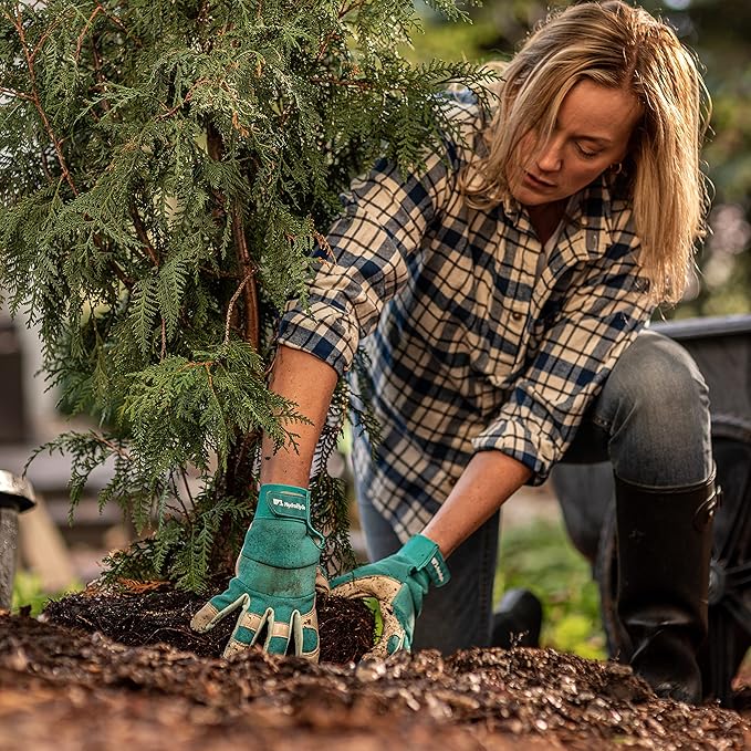 Wells Lamont Women's Hybrid Work/Gardening Gloves | Water-Resistant HydraHyde Leather | Large (3204L)