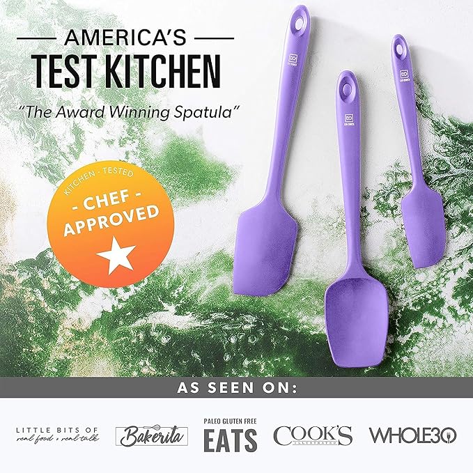 DI ORO Silicone Spatula Set - Rubber Kitchen Spatulas for Baking, Cooking, & Mixing - 600°F Heat-Resistant & BPA Free Silicone Scraper Spatulas for Nonstick Cookware - Dishwasher Safe (4pc, Lavender)