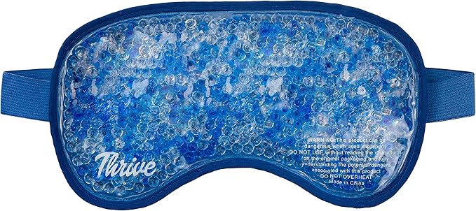 Thrive Gel Bead Eye Mask - Heat & Cold Therapy for Migraine Relief, Cold Compress for Facial Puffiness & Dark Circles, Reusable Sleep Mask for Eye Care, Azure