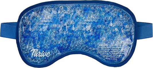 Thrive Gel Bead Eye Mask - Heat & Cold Therapy for Migraine Relief, Cold Compress for Facial Puffiness & Dark Circles, Reusable Sleep Mask for Eye Care, Azure