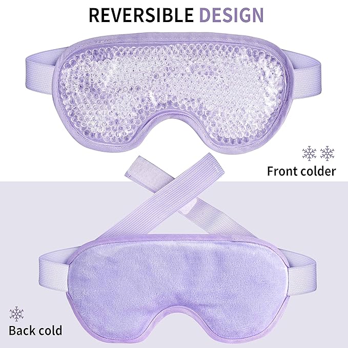 Cooling Eye Mask with Gel Bead, Reusable Cold Compress Ice Pack Sleeping Eye Cooling Pads for After Eyelid Surgery, Puffiness, Puffy Eyes, Headache, Migraine Relief （Purple）