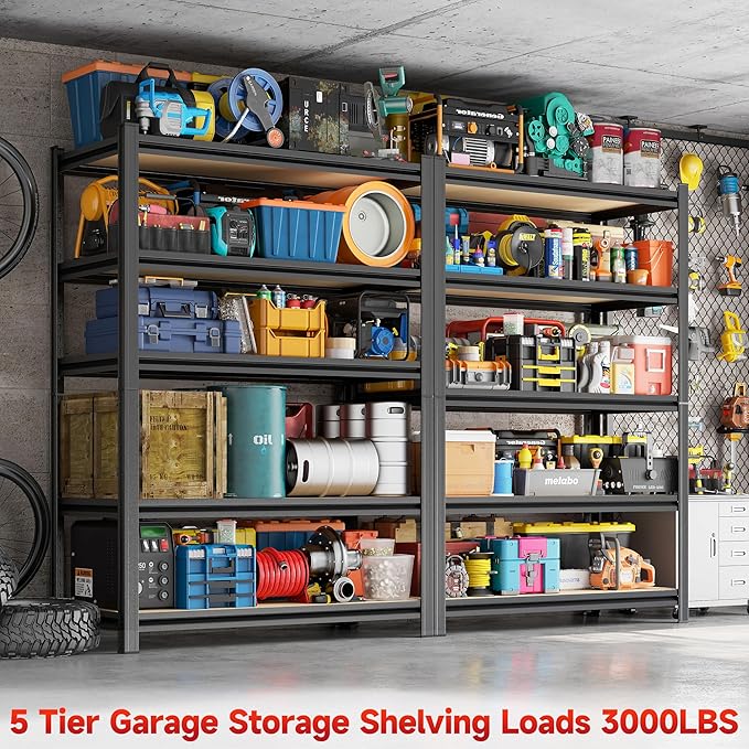 5-Tier Adjustable Heavy Duty Metal Storage Shelves Unit, 72" Tall Garage Shelving Rack for Basement, Kitchen, Office, Warehouse & Pantry - Versatile Metal Shelving Organizer