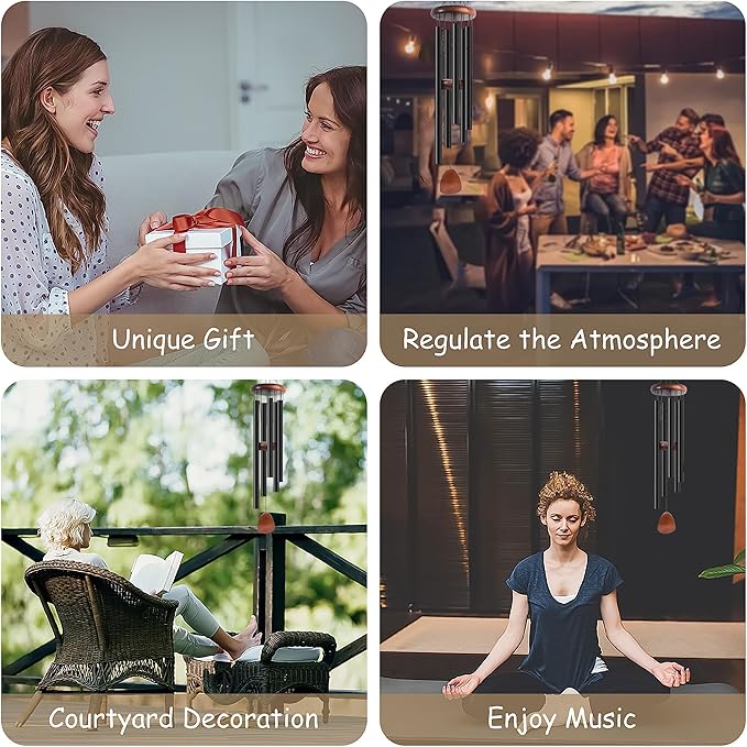 42 Inch Wind Chimes for Outside. Deep Tone Large Wind Chimes with 5 Aluminum Tubes Courtyard Decoration. Windchimes Outdoor Create an Enjoyable Atmosphere & Give Mom a Gift