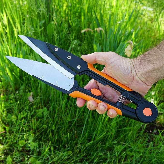 Garden Clippers - Grass Cutter Hand Edging Shears - Straight Yard Scissors for Outdoor Edges, Weeding, or Hedge Shears by Kings County Tools