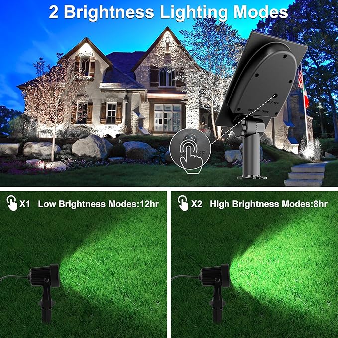 Solar Spot Lights Outdoor, 4-in-1 Solar Landscape Spotlight Waterproof 9.8ft Cable, 5W 3000mAh, Auto ON/Off Adjustable Wall Lights for Yard, Ground, Garden, Pool, Lawn (Cold White)