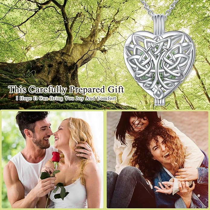 DAOCHONG S925 Sterling Silver Aromatherapy Essential Oil Diffuser Necklace Love Heart Locket Perfume Pendant Necklace Jewelry 18+2" Adjustable Chain
