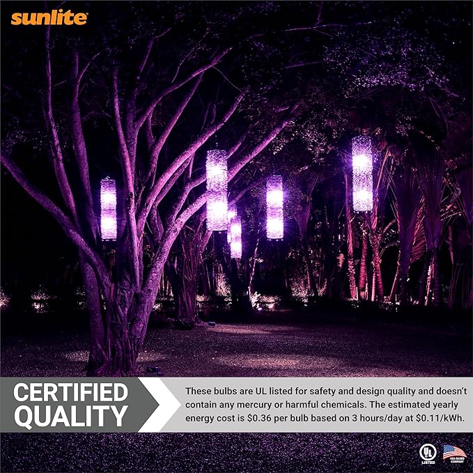 Sunlite 41527 LED A19 Colored Light Bulb, 3 Watts (25w Equivalent), E26 Medium Base, Non-Dimmable, UL Listed, Party Decoration, Holiday Lighting, 3 Count, Purple