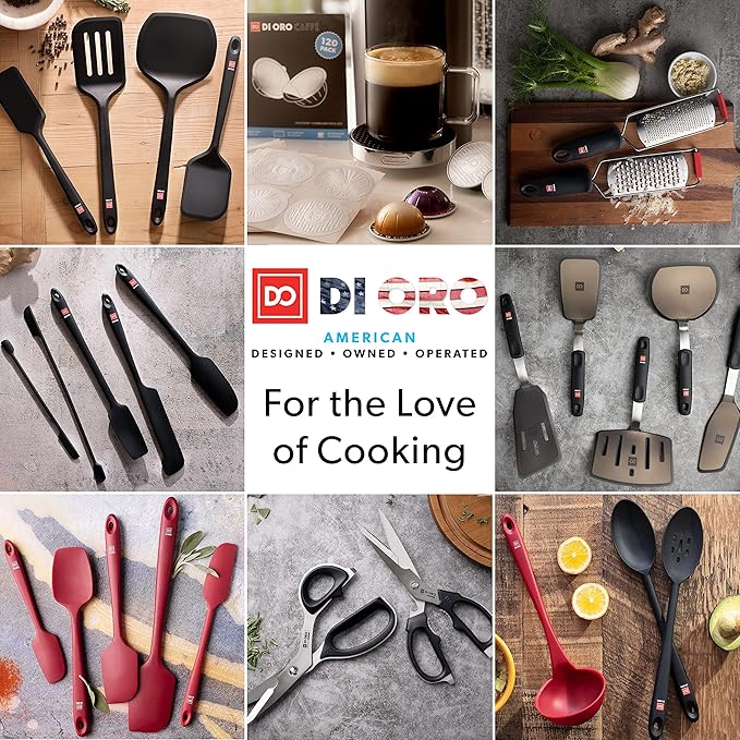 DI ORO Silicone Spatula Set - Rubber Kitchen Spatulas for Baking, Cooking, & Mixing - 600°F Heat-Resistant & BPA Free Silicone Scraper Spatulas for Nonstick Cookware - Dishwasher Safe (4pc, Black)