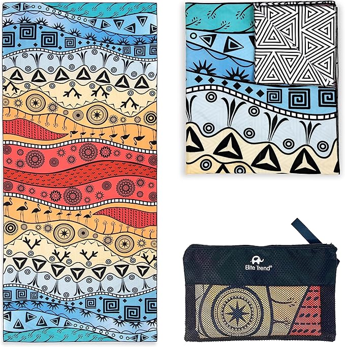 Quick Dry Towel Extra Large 78x35 Inch - Microfiber Beach Towel - Perfect for Beach, Travel, Swimming, Pool, Yoga, Hiking, Camping - Lightweight, Fast Drying, Compact for Adults (The Wild)